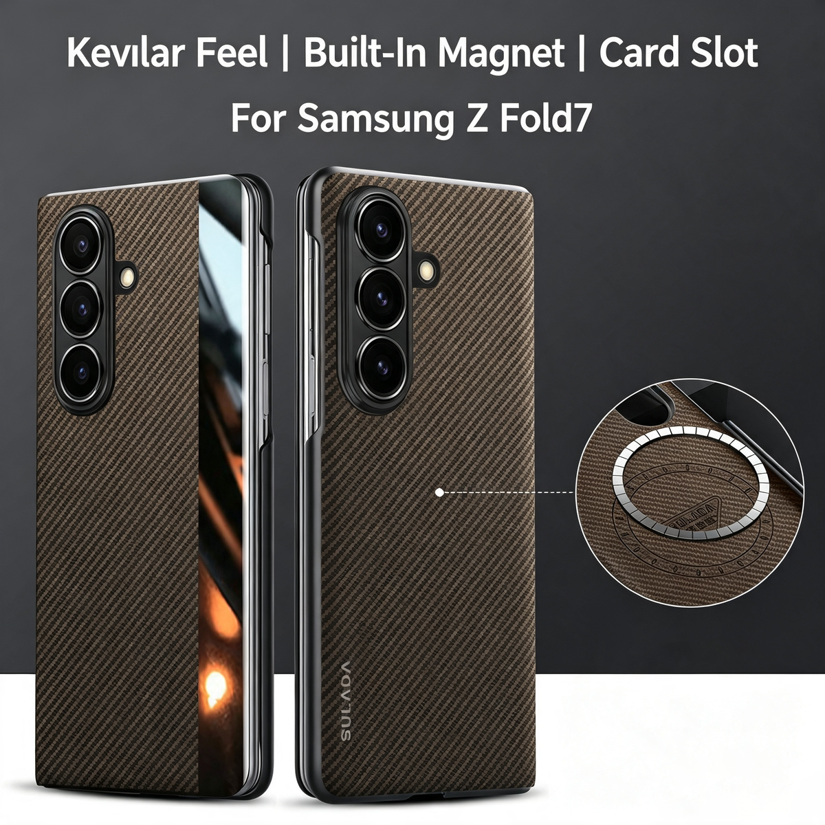 Kevlar Texture Magnetic Flip Case For Samsung Galaxy Z Fold Wireless Charging Magnet