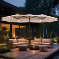 15ft Double Sided Patio Umbrella with Solar Lights