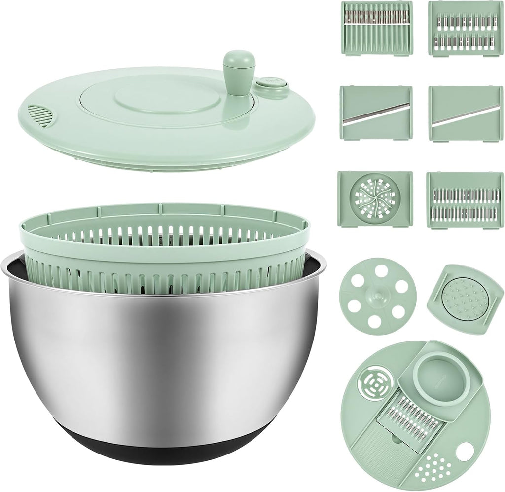 Large Stainless Steel Salad Spinner with 5 Blades