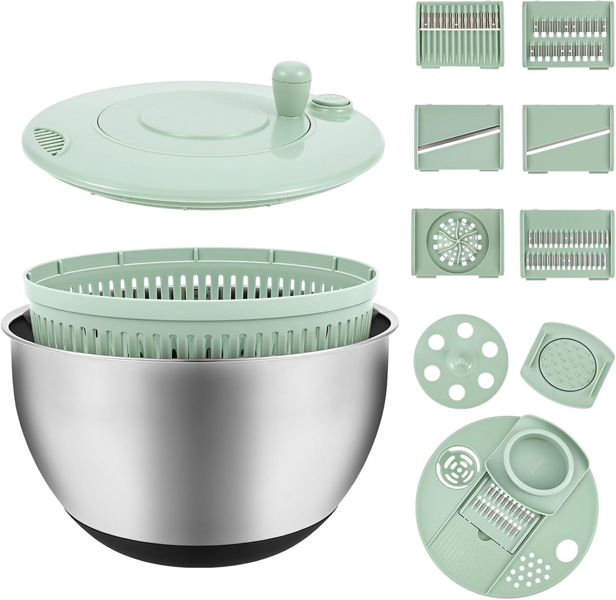 Large Stainless Steel Salad Spinner with 5 Blades