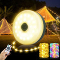 4‑in‑1 Retractable Camping String Lights, Rechargeable LED Tent Light with Remote Timer, IP44 Waterproof for Camping Garden Backyard Party Decor