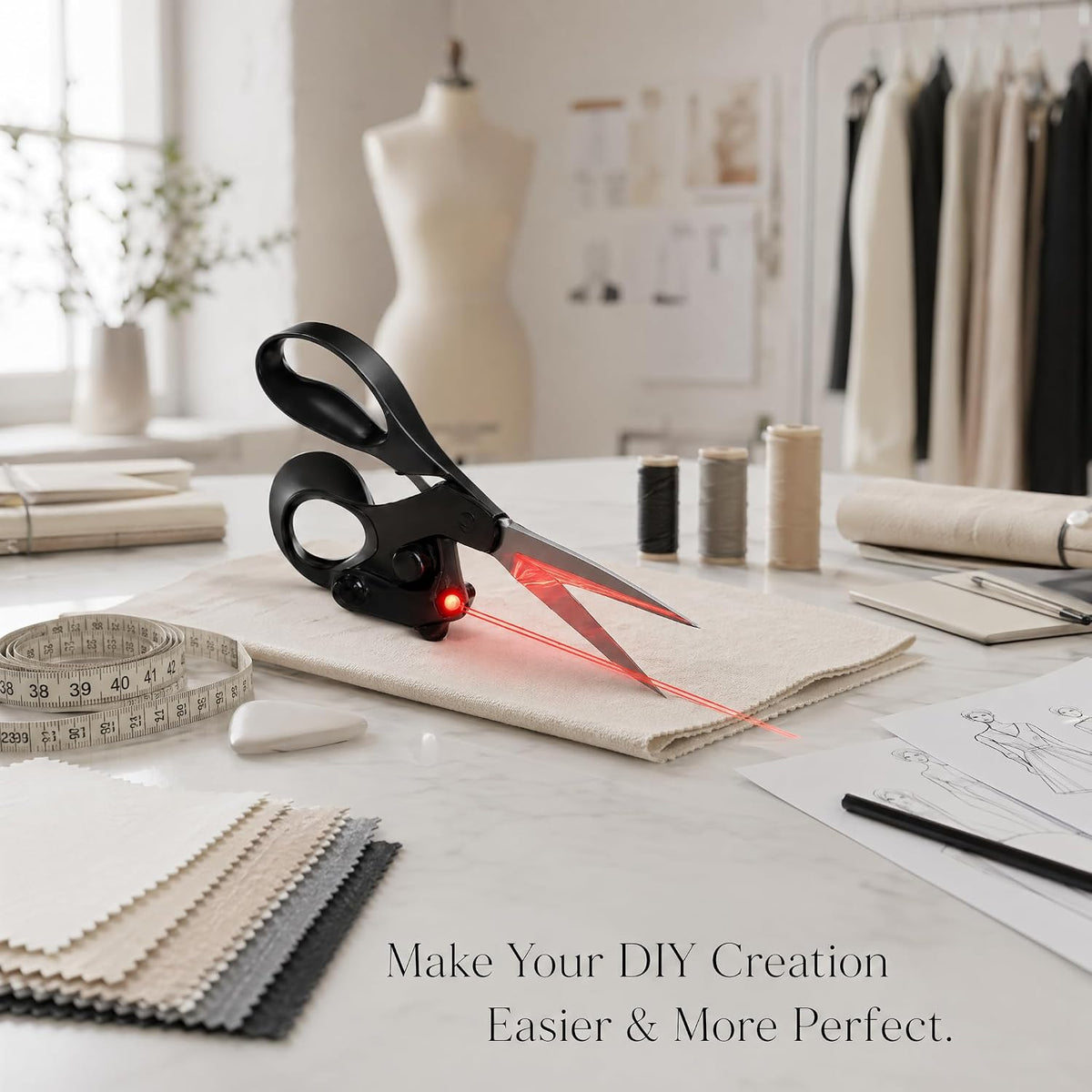 Laser Guided Scissors for Fabric Cutting, Quilting Home Craft Wrapping Gift