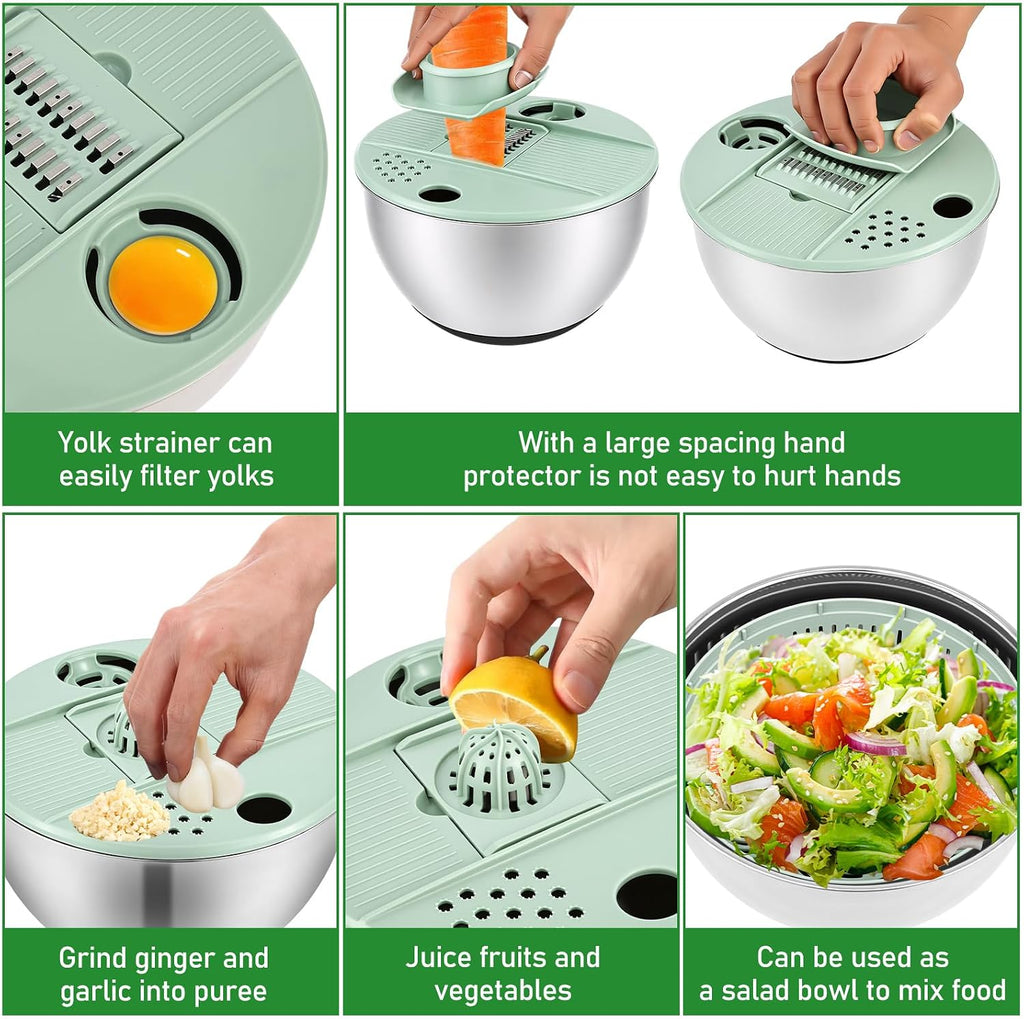 Large Stainless Steel Salad Spinner with 5 Blades