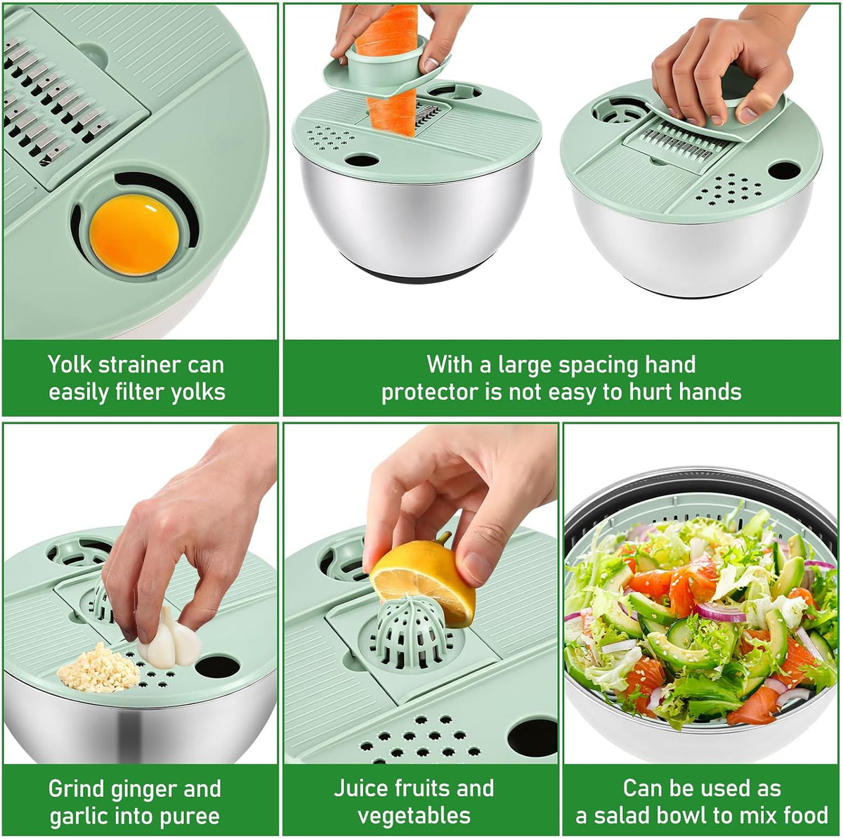 Large Stainless Steel Salad Spinner with 5 Blades