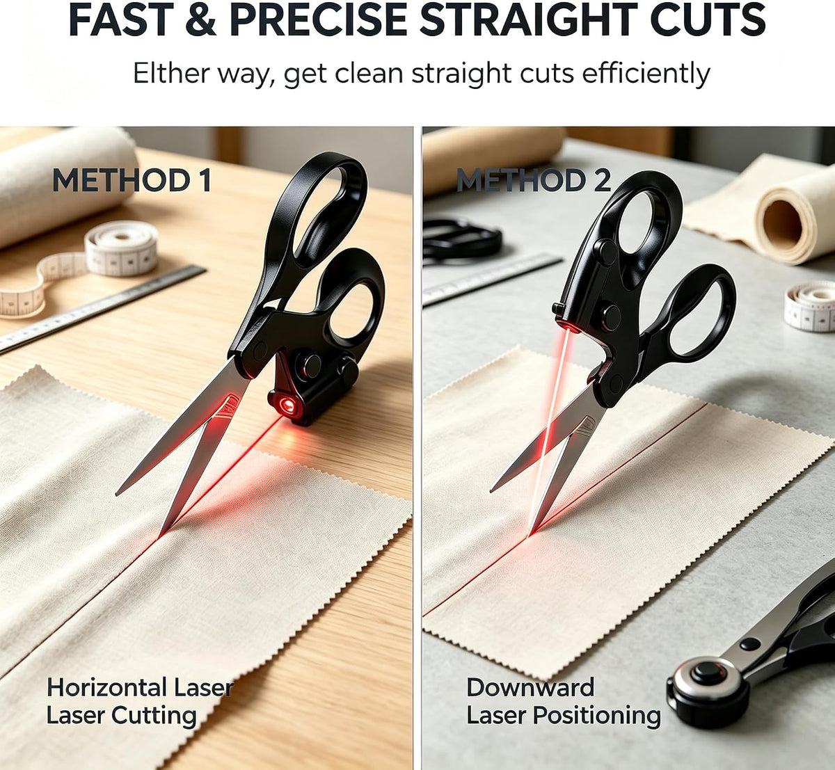 Laser Guided Scissors for Fabric Cutting, Quilting Home Craft Wrapping Gift