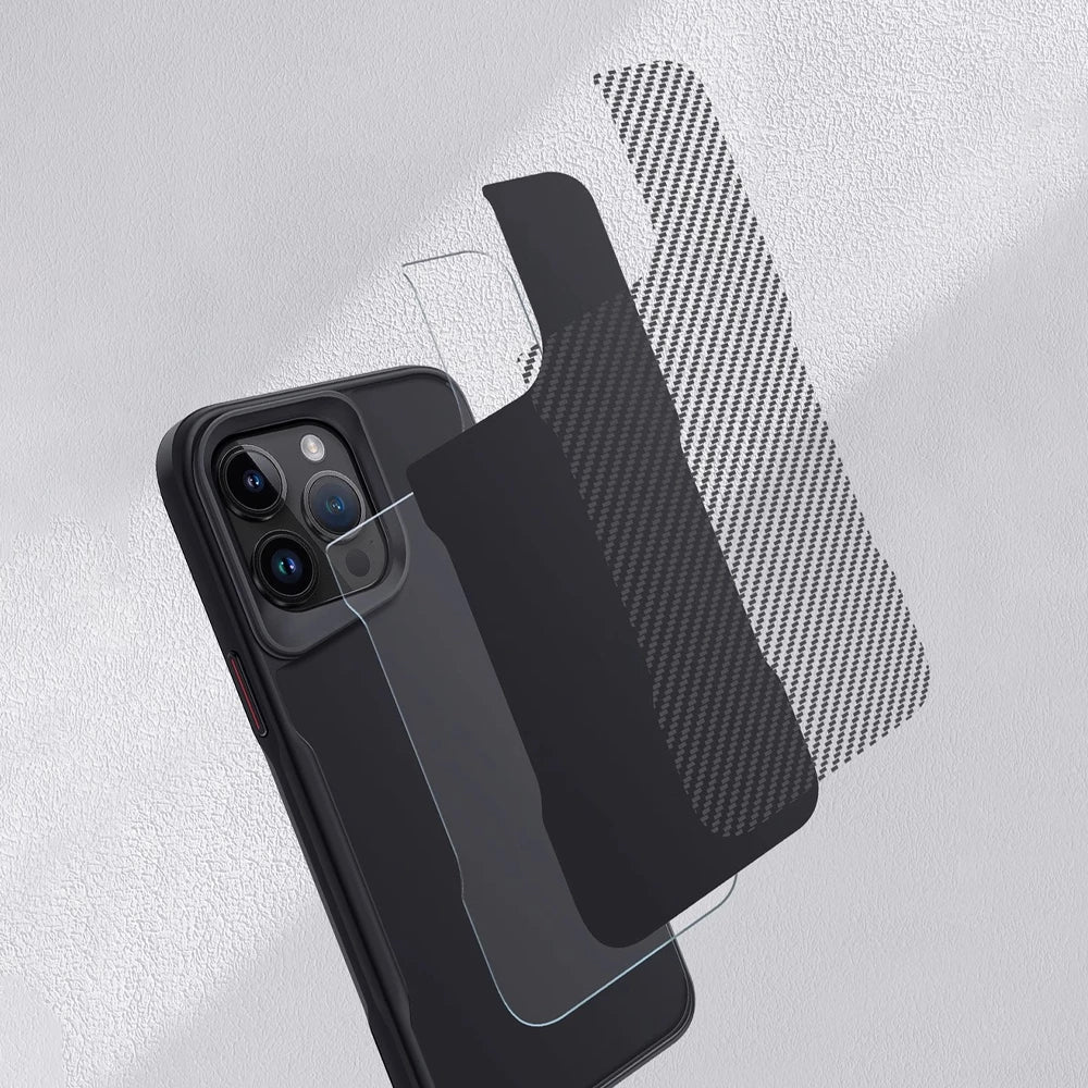 Carbon Fiber Textured Magnetic Phone Case with 360° Rotating Ring for iPhone Series