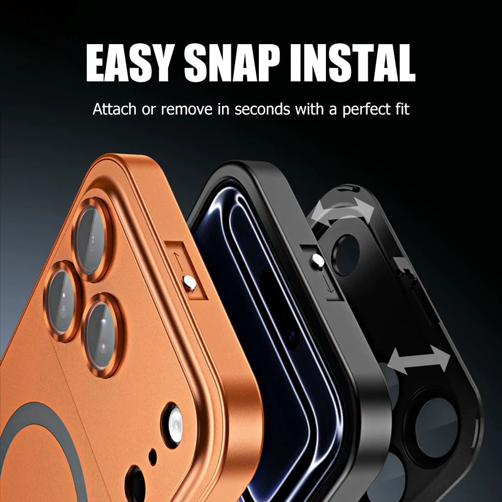 Aluminum Alloy Magnetic Phone Case, Snap-on Shockproof P rotective Case For iPhone series