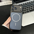 For iPhone Carbon Fiber Magnetic Phone Case With Full Camera Lens Cutout Protective Cover