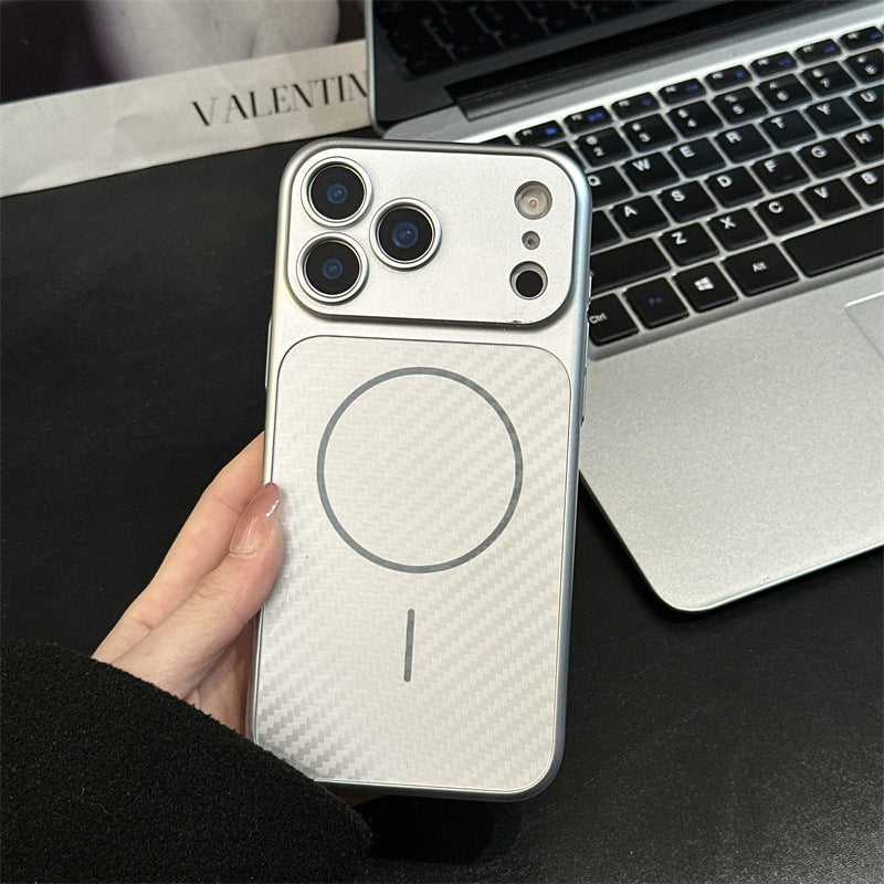 For iPhone Carbon Fiber Magnetic Phone Case With Full Camera Lens Cutout Protective Cover